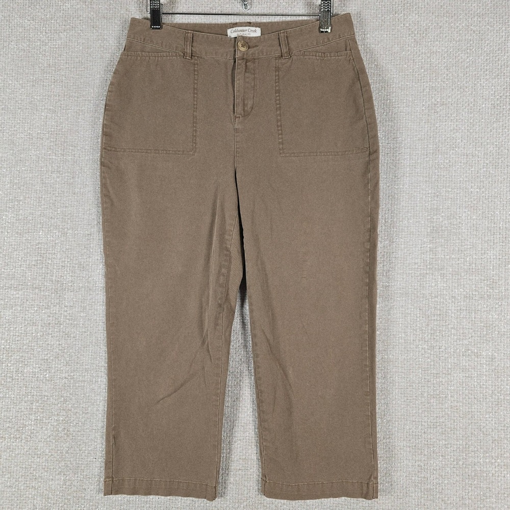 Coldwater Creek Womens 4 Natural Fit Cropped Pants Taupe Brown Cotton Stretch